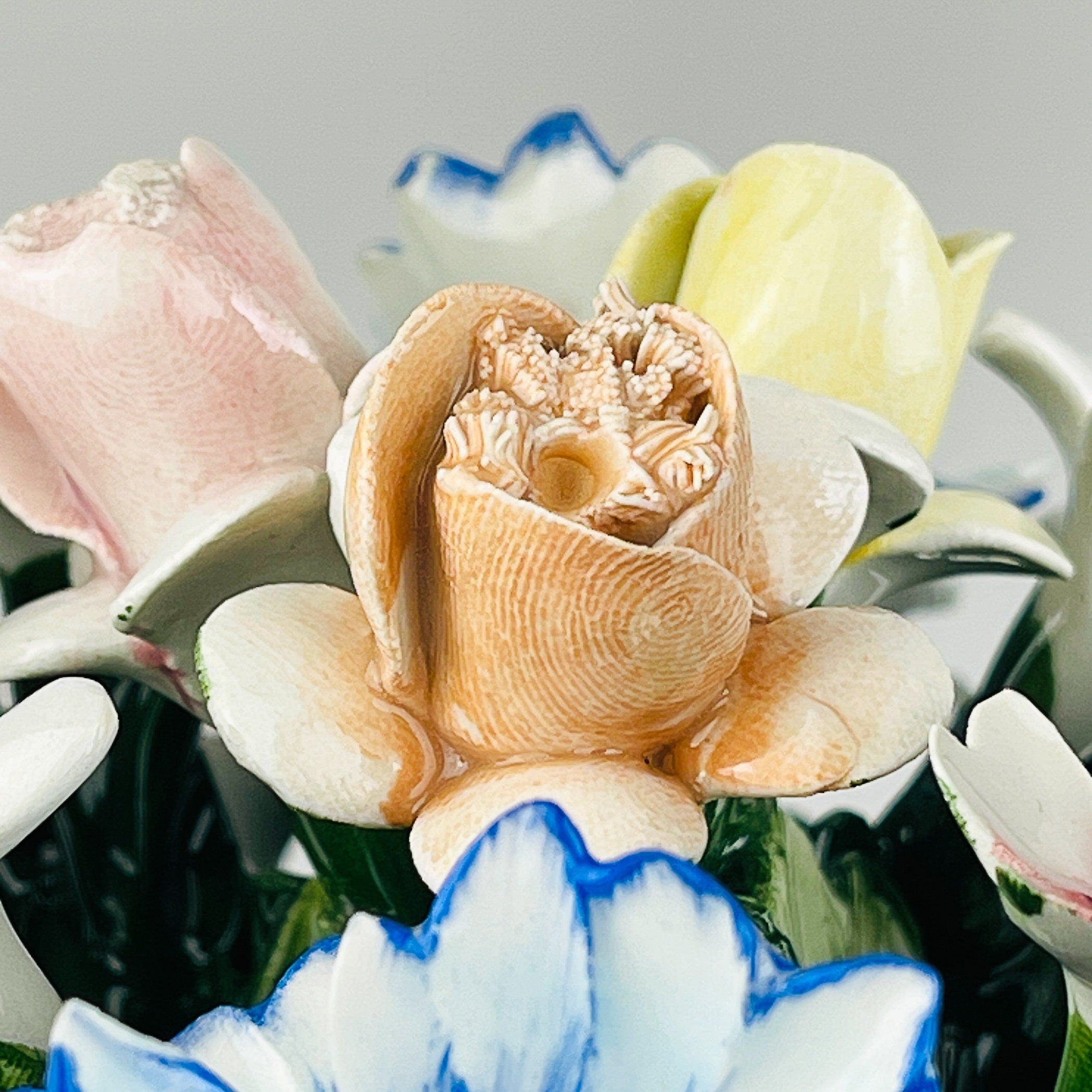 Vintage Capodimonte Ceramic Flower Basket by S. Rioleva, Italy 1960s