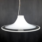 Murano glass white pendant lamp Italy 1970s Mid-century lighting XL ceiling lamp