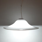 XL Mid-century white murano glass pendant lamp Italy 1970s Retro lighting Space age