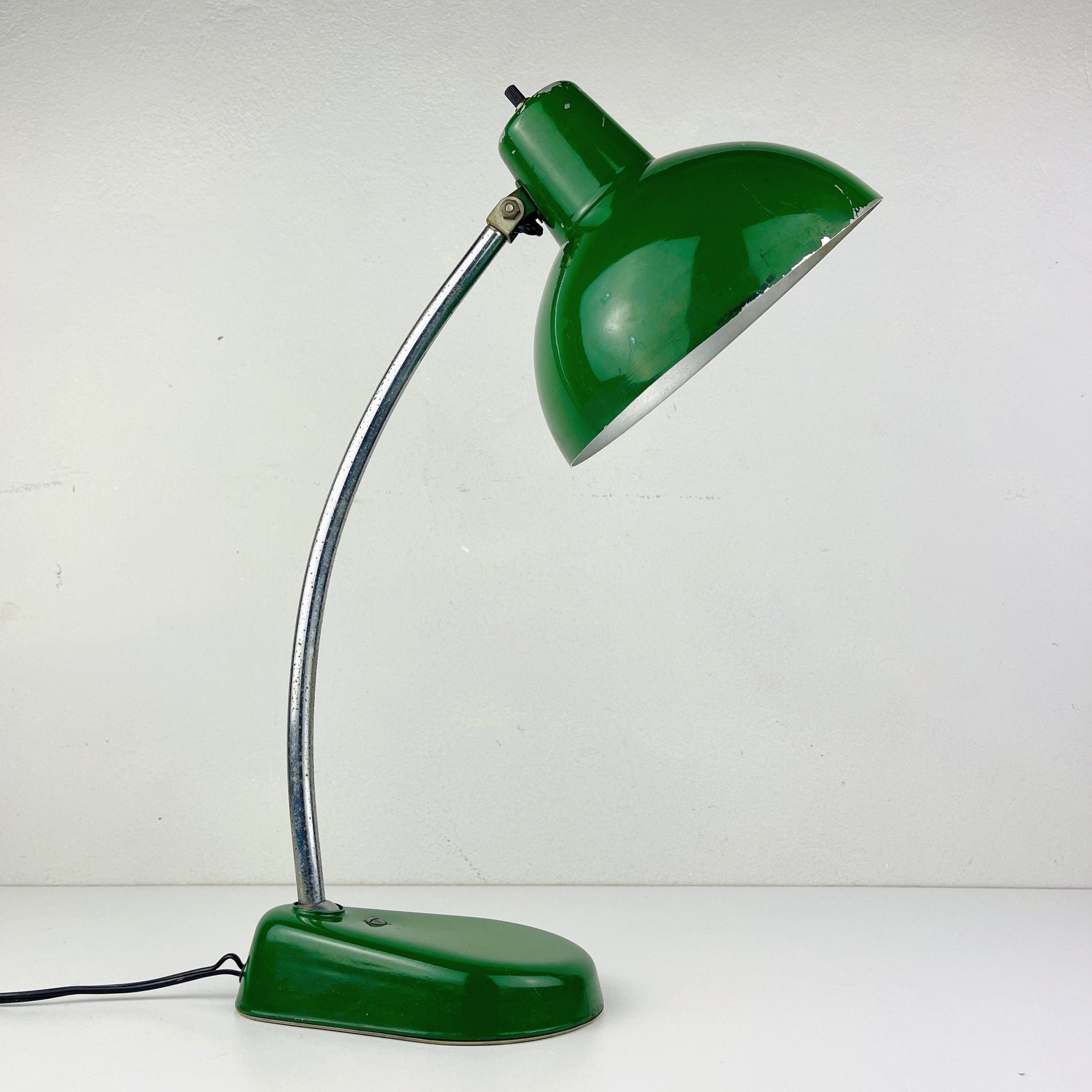 Green Industrial metal desk lamp A.Perazzone TORINO Italy 1960s Mid-century office table lamp