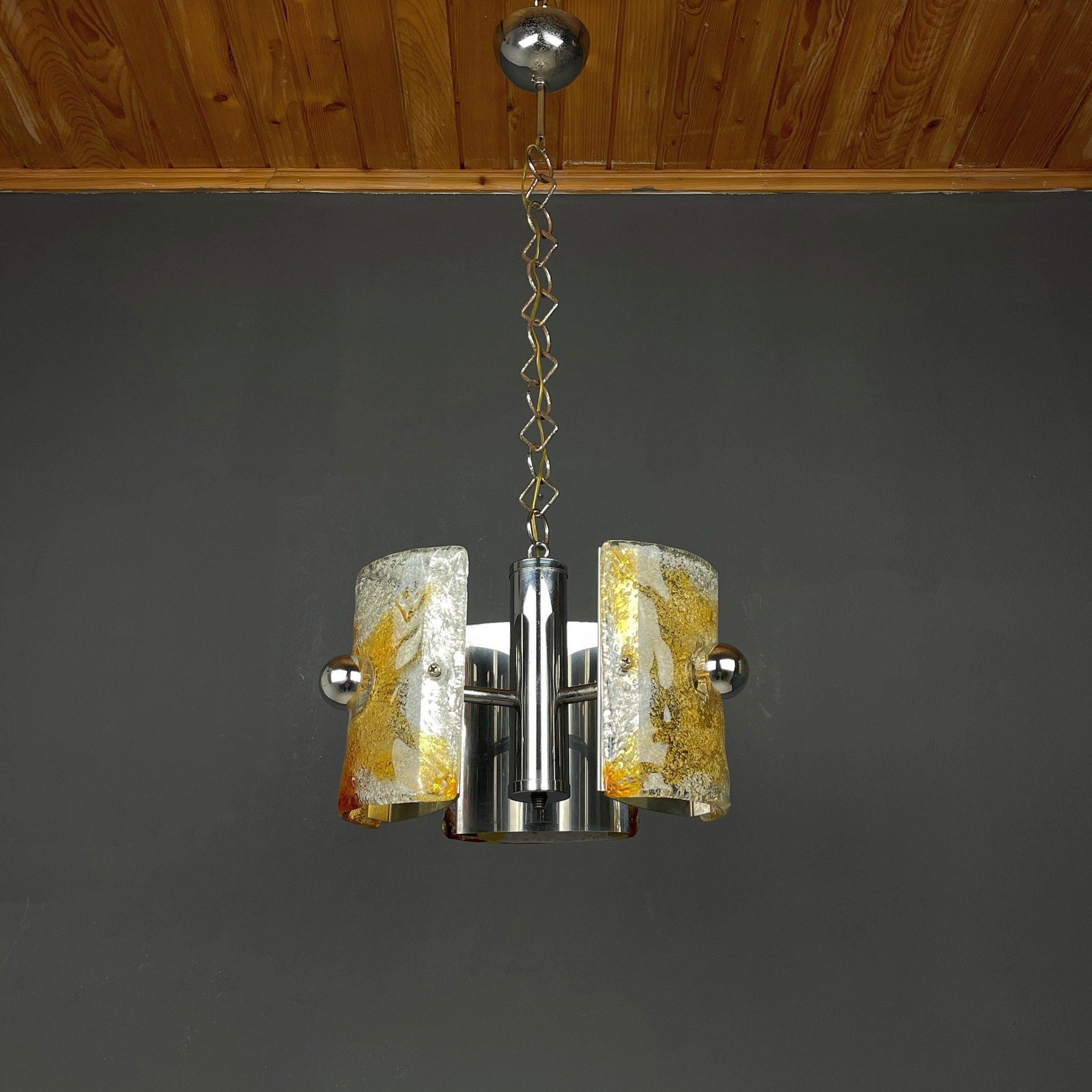 Mid-Century Murano Glass Chandelier by AV Mazzega, Italy 1970s