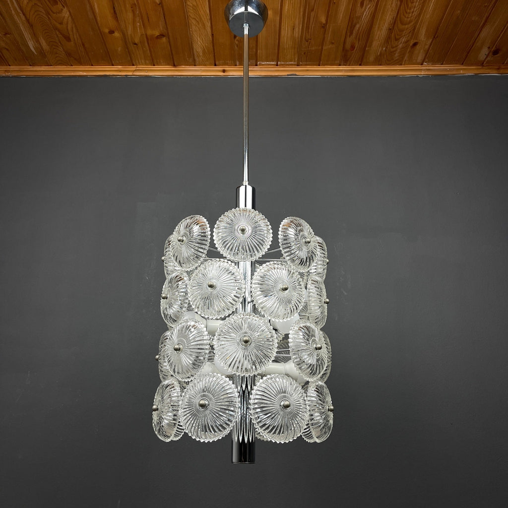 Vintage crystal chandelier Dandelion Italy 1960s mid-century modern italian lighting