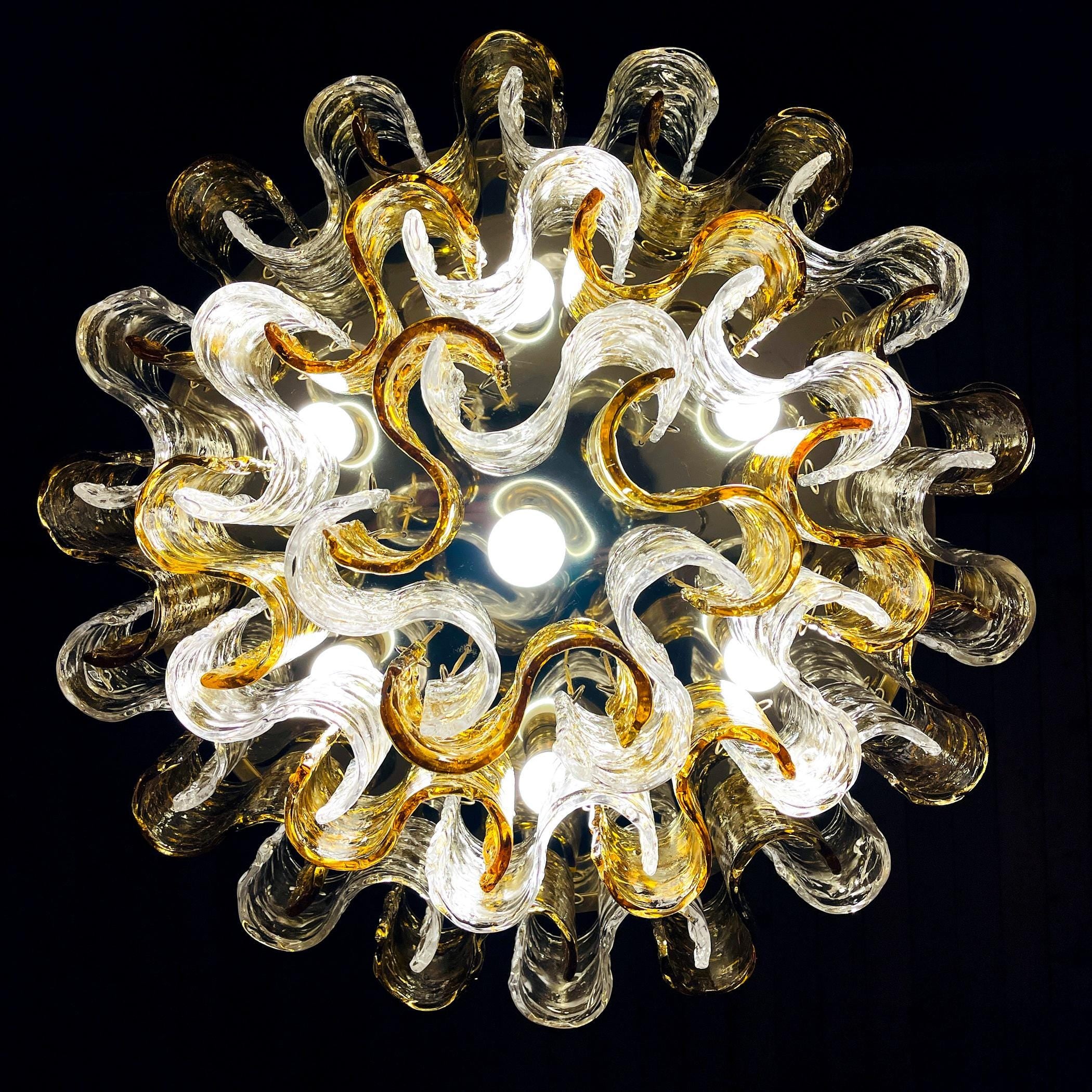 Murano chandelier by Mazzega Italy 1960s Mid-century modern italian lighting 36 murano glass plates