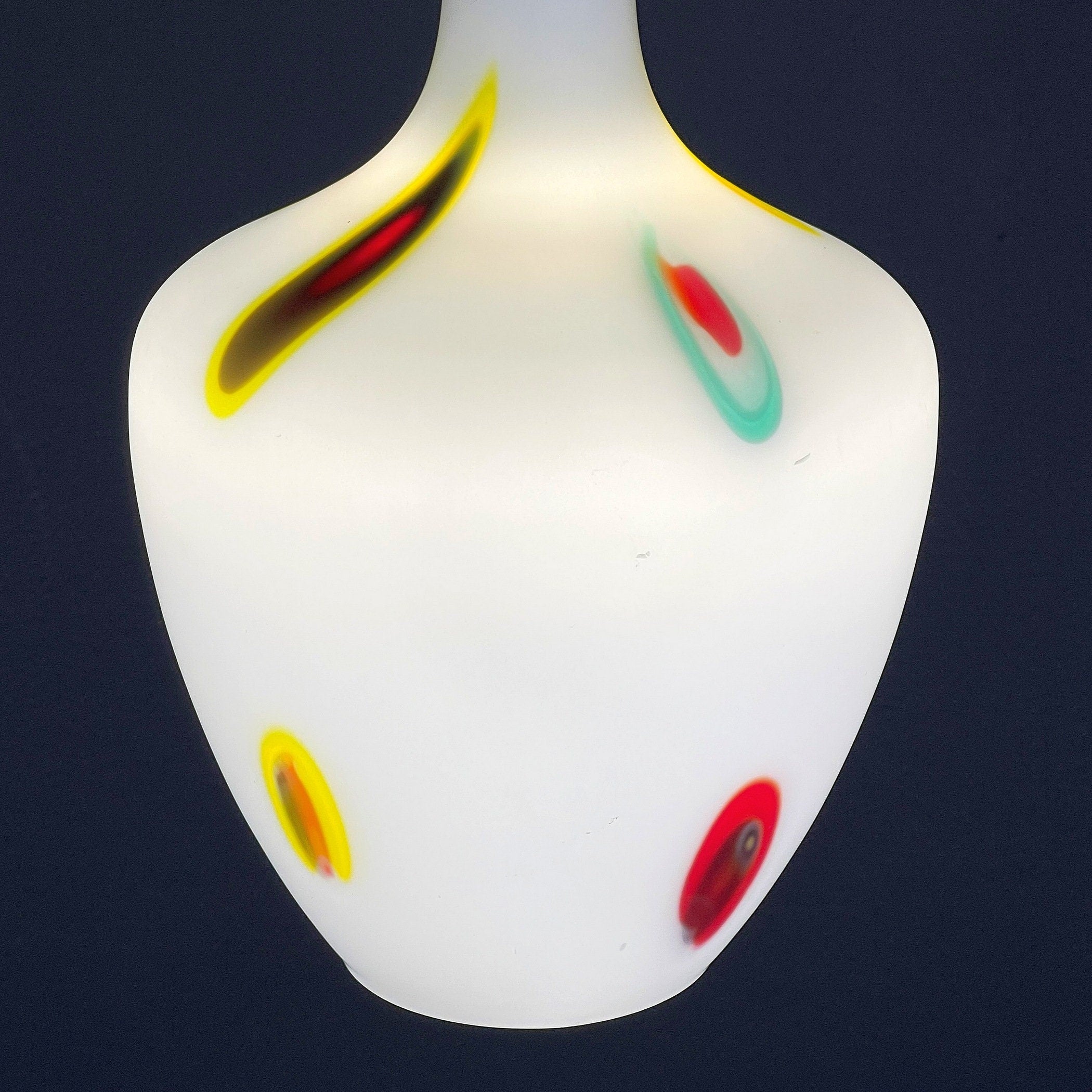 Mid-century multicolor opaline murano glass pendant lamp by Stilnovo Italy 1950s