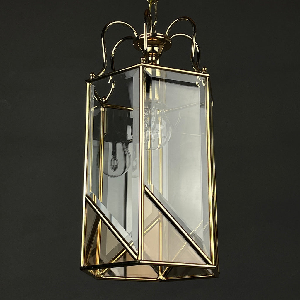 Vintage pendant lamp Italy '60s Brass Polished Glass Retro lighting Mid-century italian modern