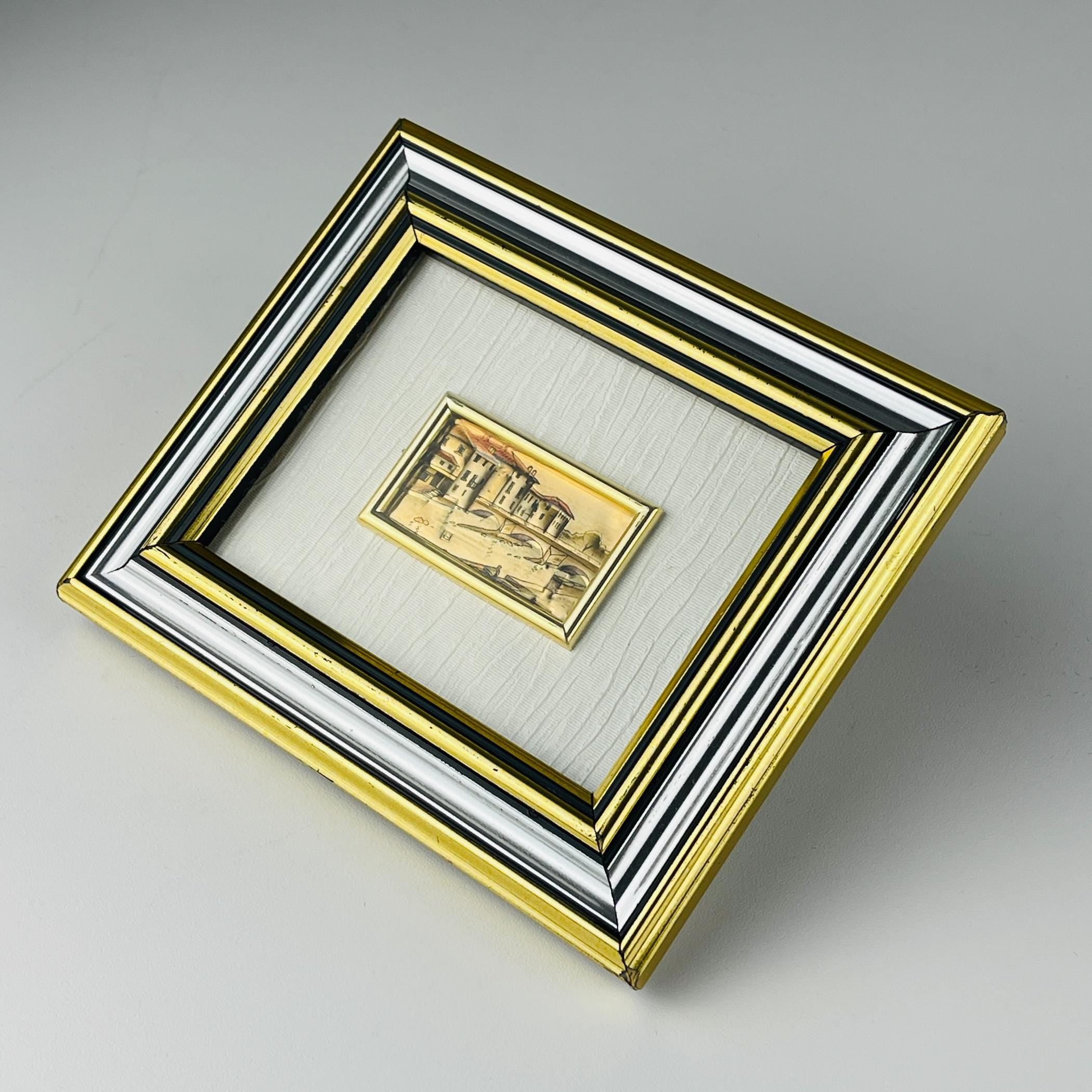 Vintage 925 Silver Pressed Art Framed, Italy, 1970s, Vintage home decor