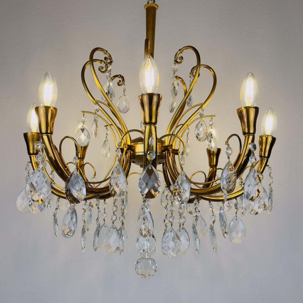 Vintage crystal chandelier, Italy 1950s