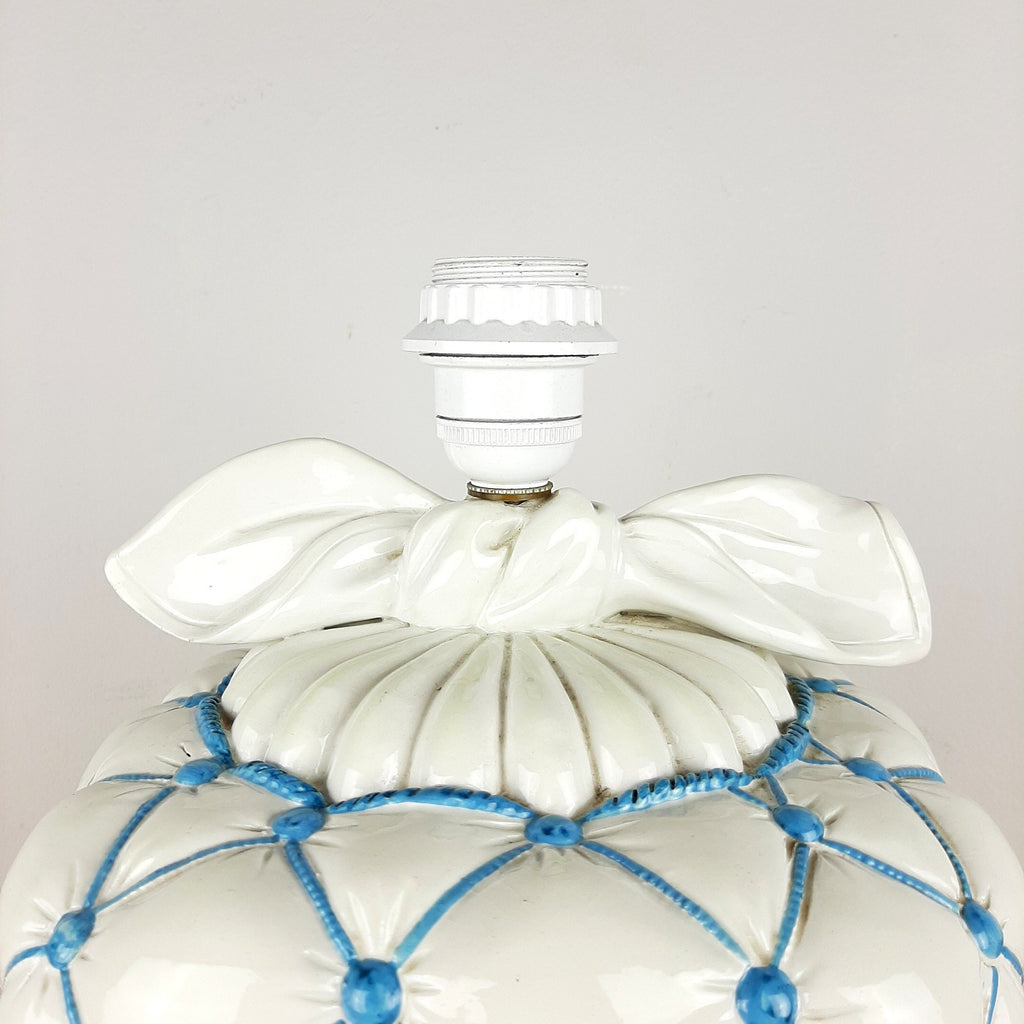 Vintage ceramic table lamp Italy 1960s Pillow lamp quilt nightlamp Retro home lighting