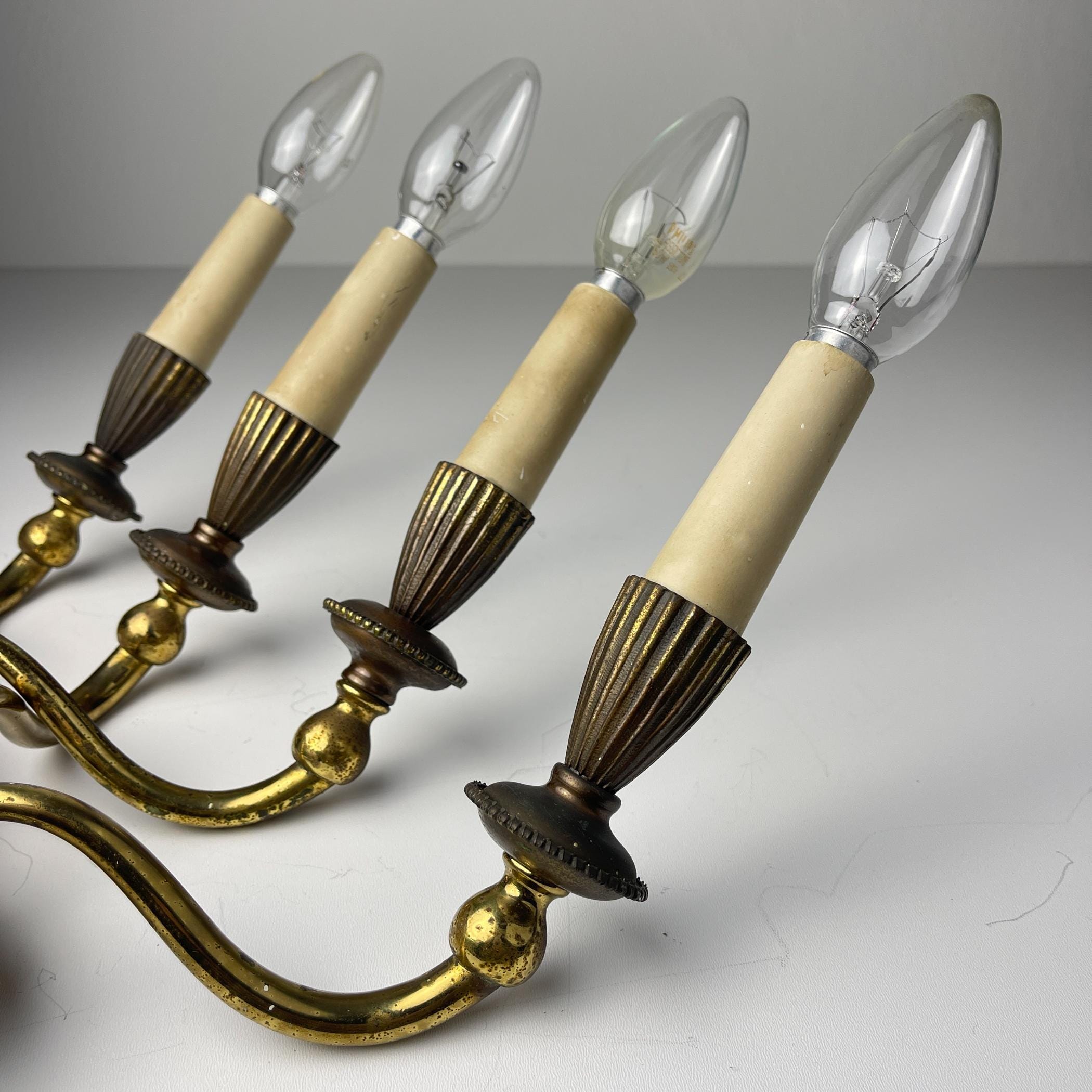 Vintage Bronze Wall Sconces - Italian Home Decor - 1950s Pair