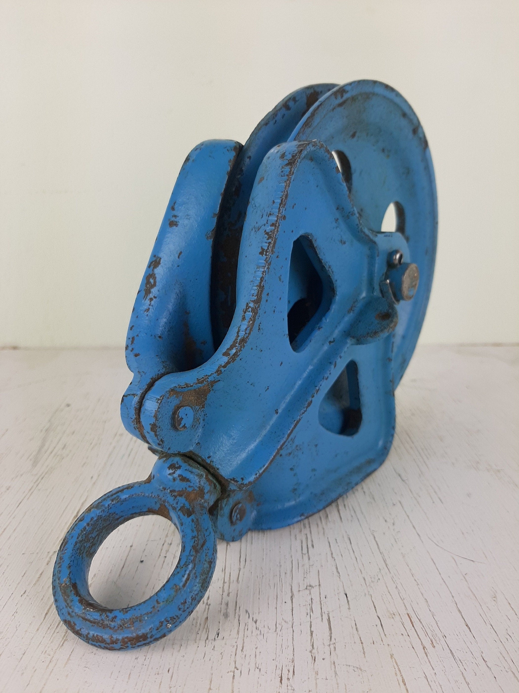 Vintage pulley Yugoslavia 1950s Industrial Home Decor Retro Loft Steel Rope Pulley