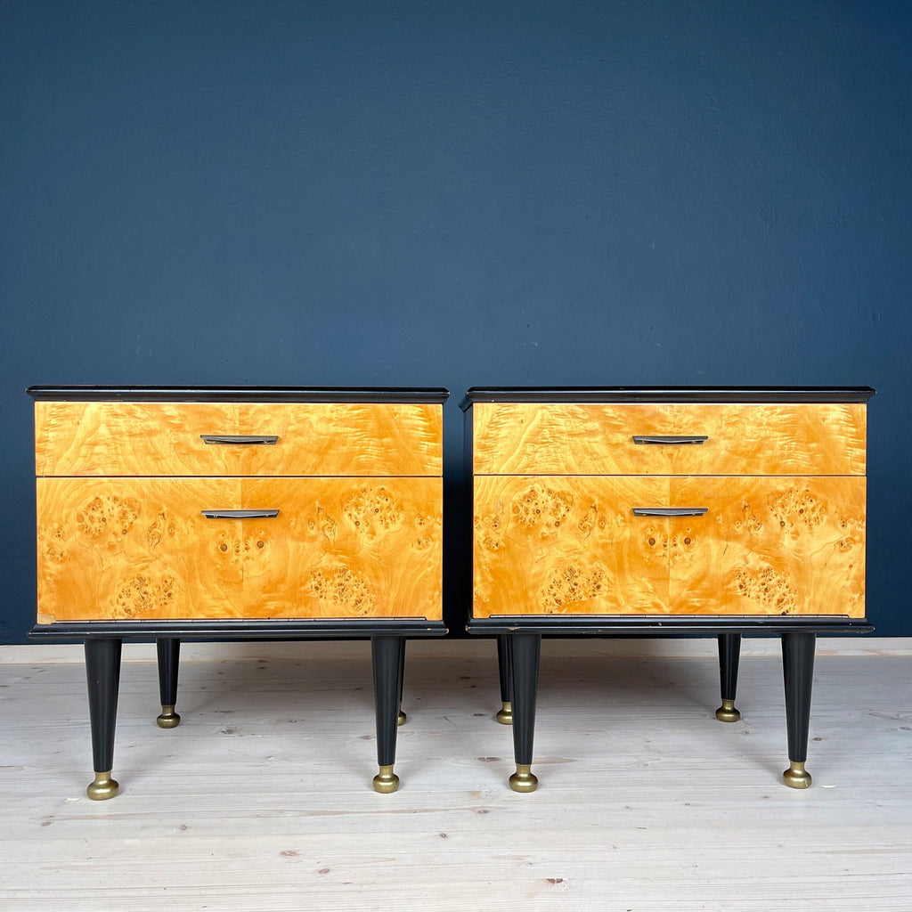 Vintage Birdseye Maple Nightstands: Mid-Century Modern Bedside Tables