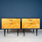 Vintage Birdseye Maple Nightstands: Mid-Century Modern Bedside Tables