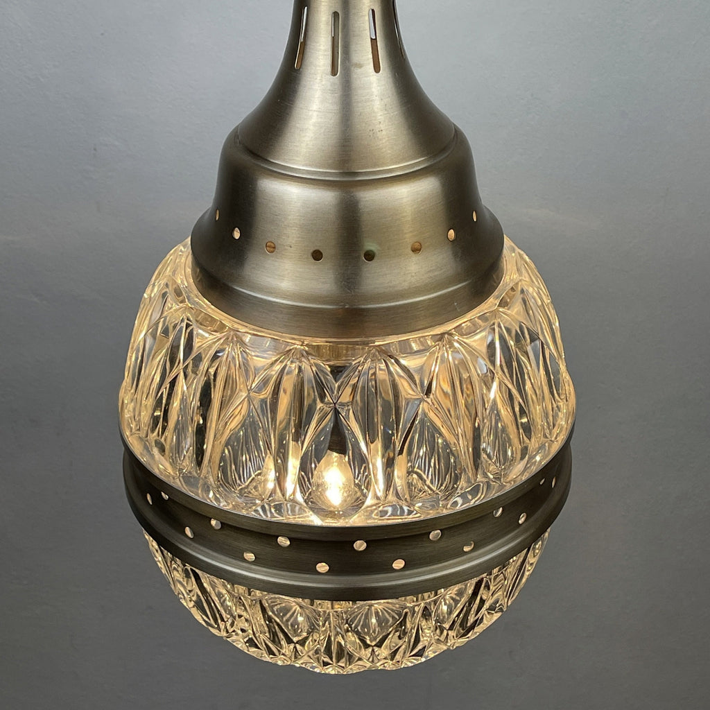 Mid-century glass pendant lamp Italy 1960s Vintage Italian lighting Space Age