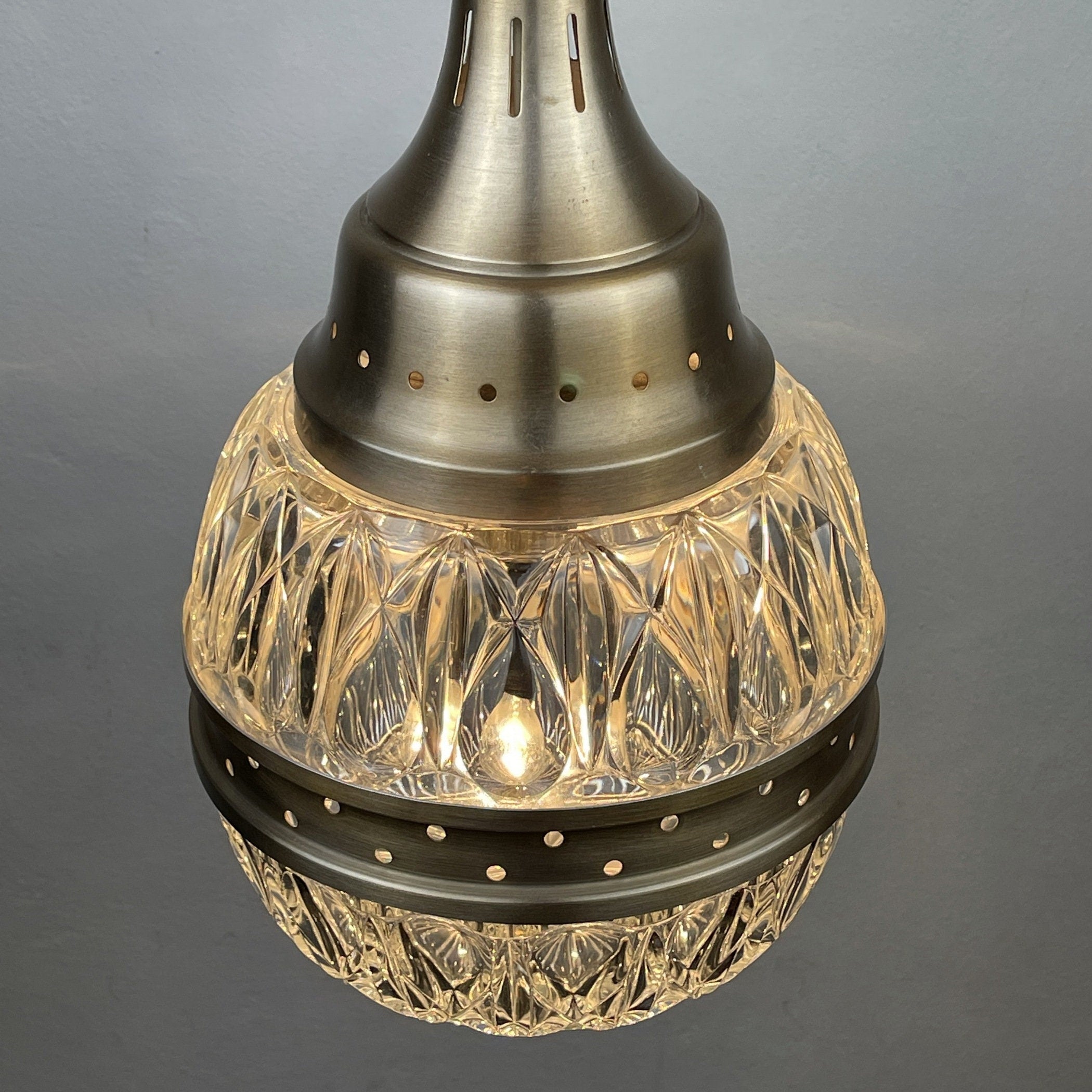 Mid-century glass pendant lamp Italy 1960s Vintage Italian lighting Space Age
