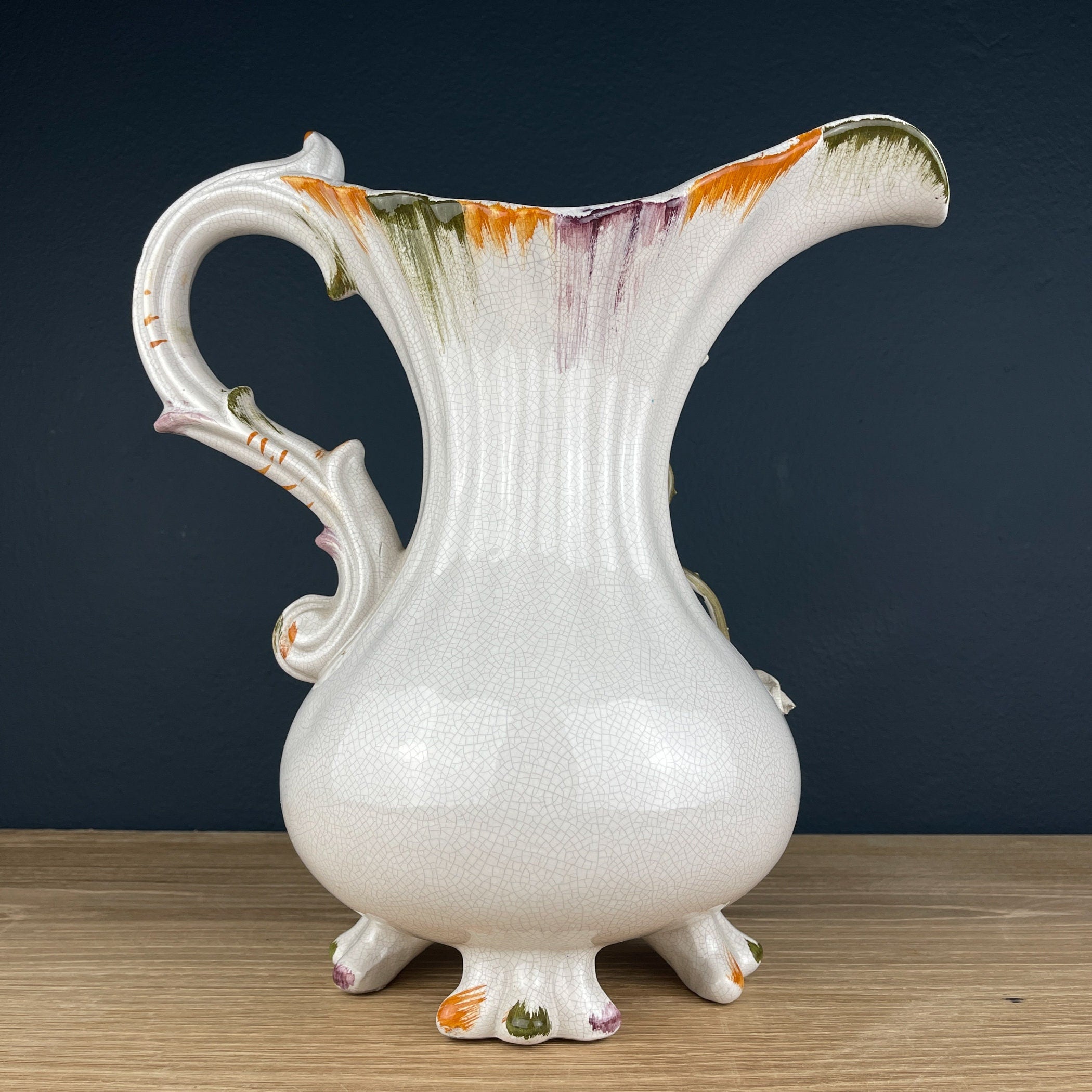 Vintage Italian Ceramic Pitcher by Bassano, Mid 20th Century Italian home decor