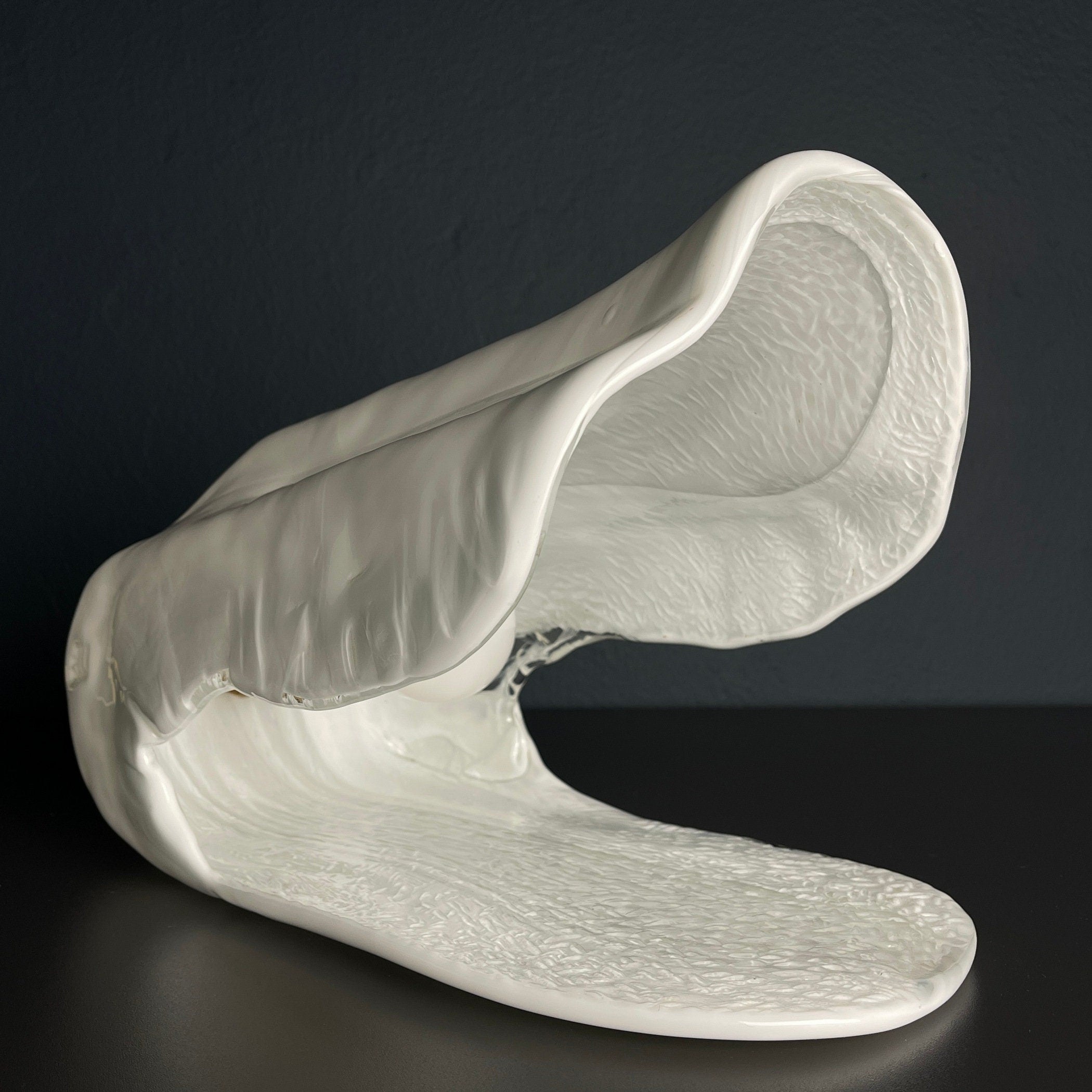 Vintage La Murrina Murano Glass Table Lamp Set: Oyster Design, 1970s Italian Decor