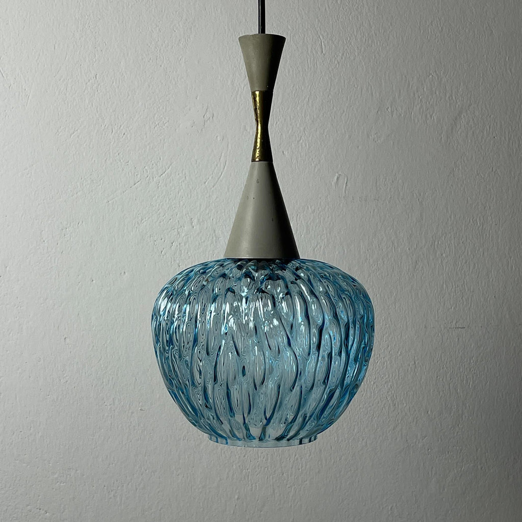 Vintage blue Murano pendant lamp by Stilnovo, Italy 1950s, Mid-century Italian modern