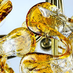 Vintage Amber Murano Glass Flower Chandelier - Mazzega Italian Lighting