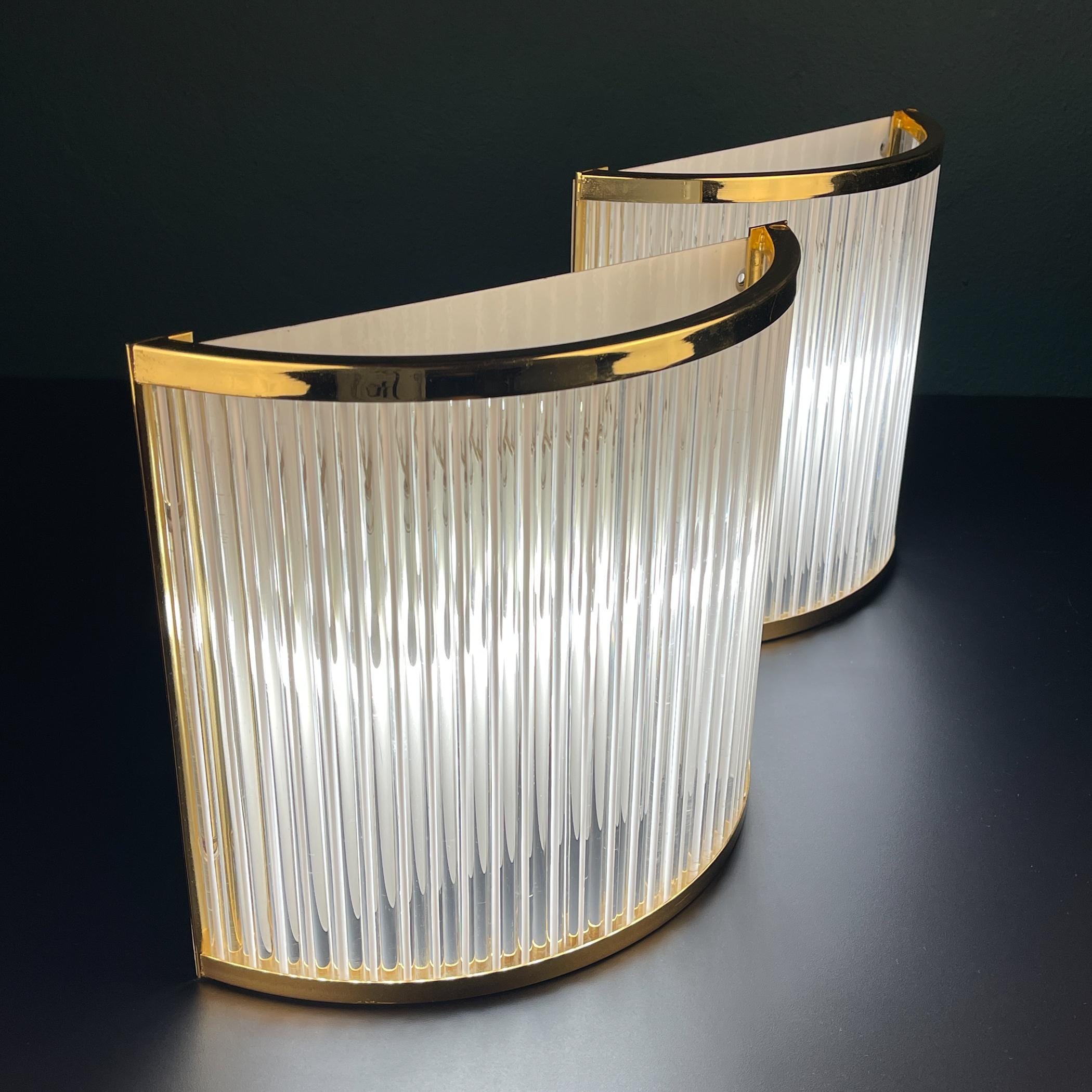 Art Deco Murano Glass Wall Sconces by De Majo, 1970s - Set of 2