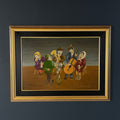 Vintage Naive Art Oil Painting: Rural Feast, Yugoslavia Folk Art