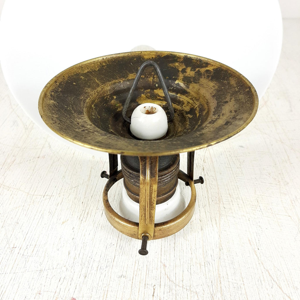 Vintage Small White Pendant Lamp, Italy 1940s