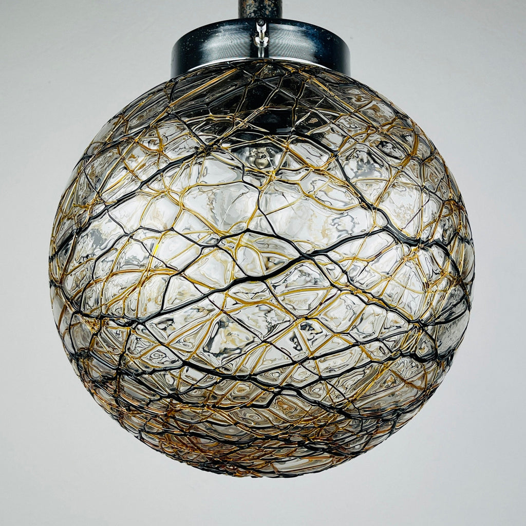 Vintage murano sphere ball pendant lamp Italy 1960s Mid-century italian lighting