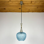 Vintage blue Murano pendant lamp by Stilnovo, Italy 1950s, Mid-century Italian modern