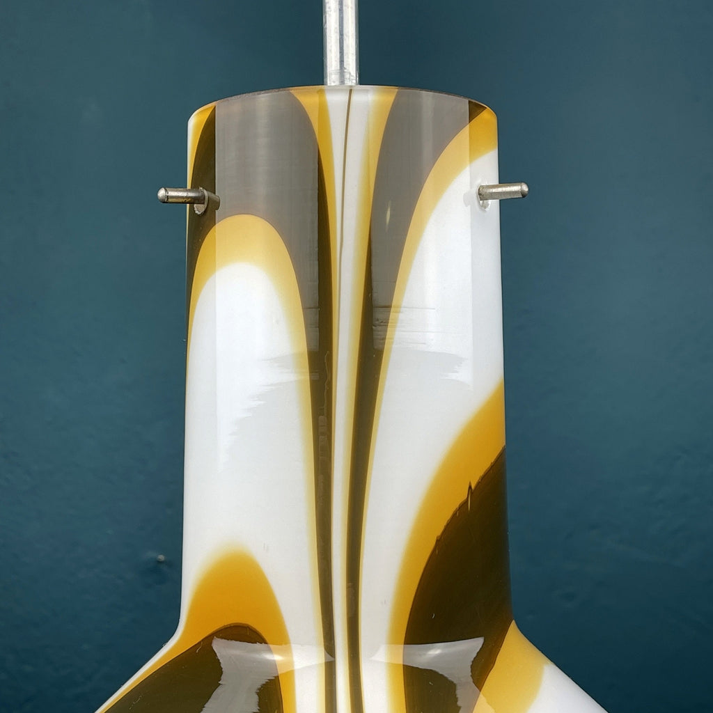 Mid-century brown opaline murano glass pendant lamp Italy 1950s