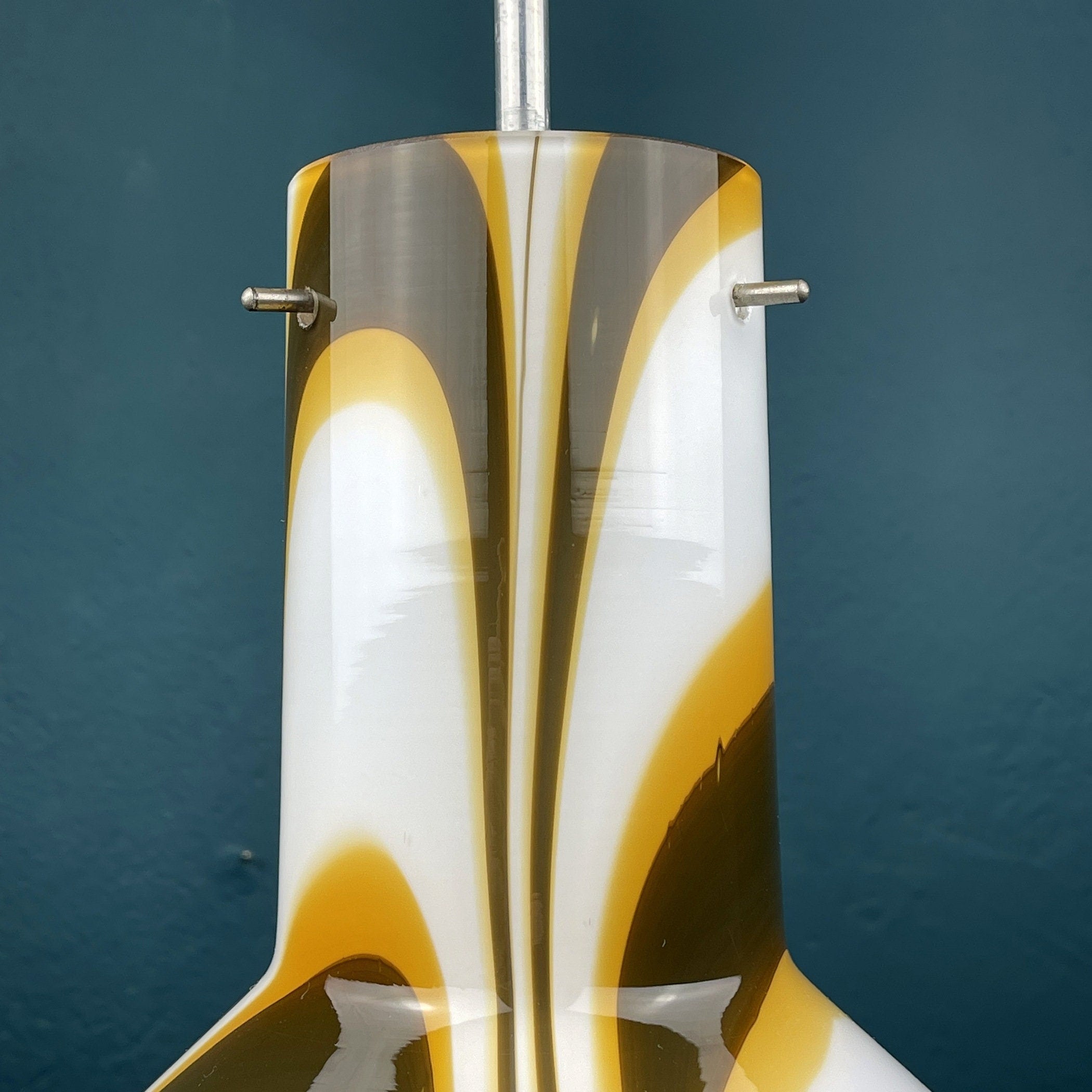 Mid-century brown opaline murano glass pendant lamp Italy 1950s