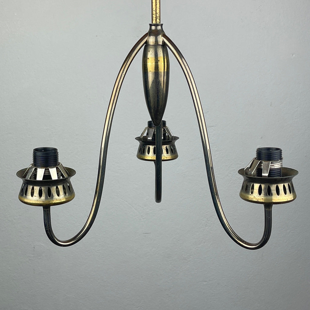Vintage brass chandelier Italy 1950s Mid-century Art Deco design