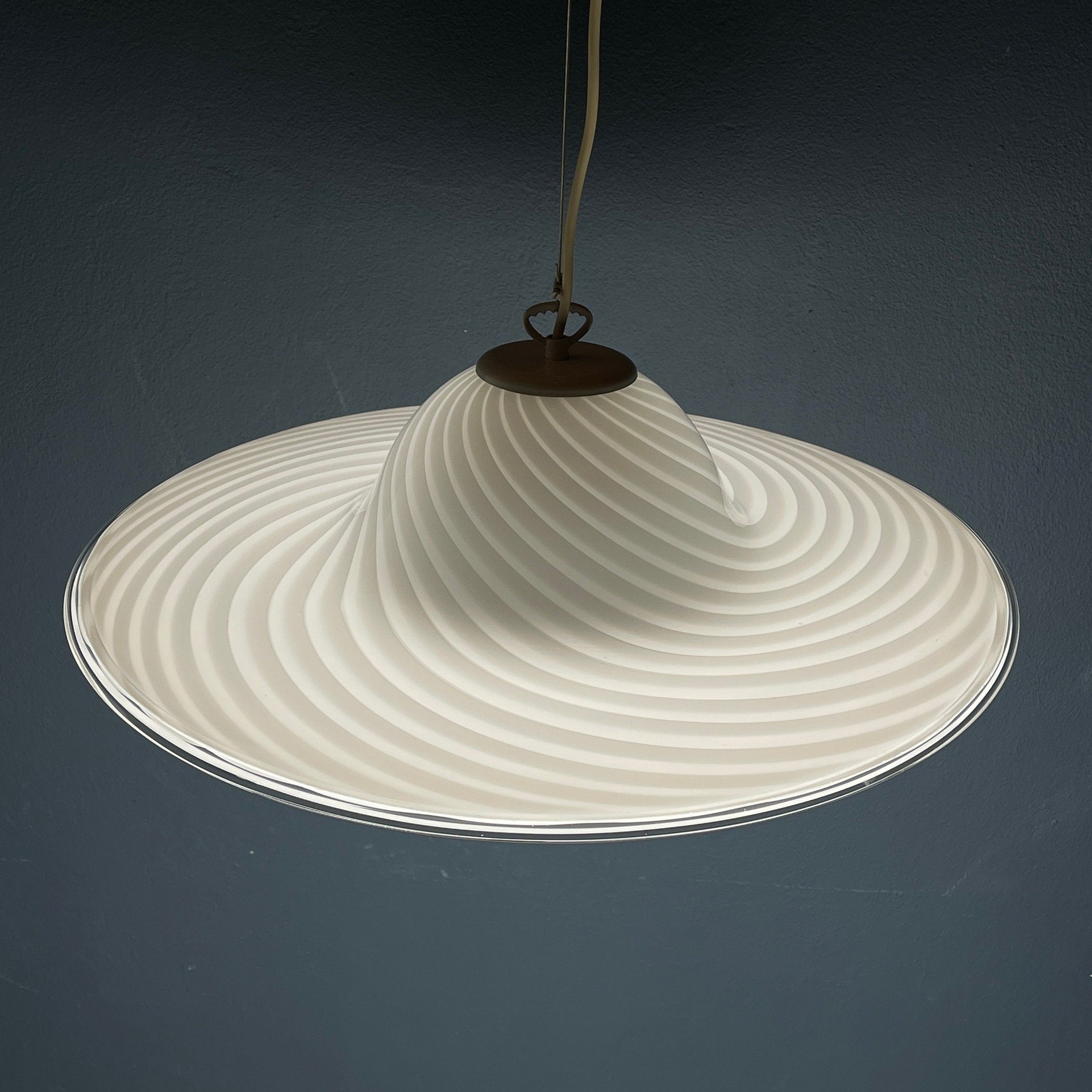 Swirl Murano Glass Pendant Lamp: Mid-Century Italian Lighting