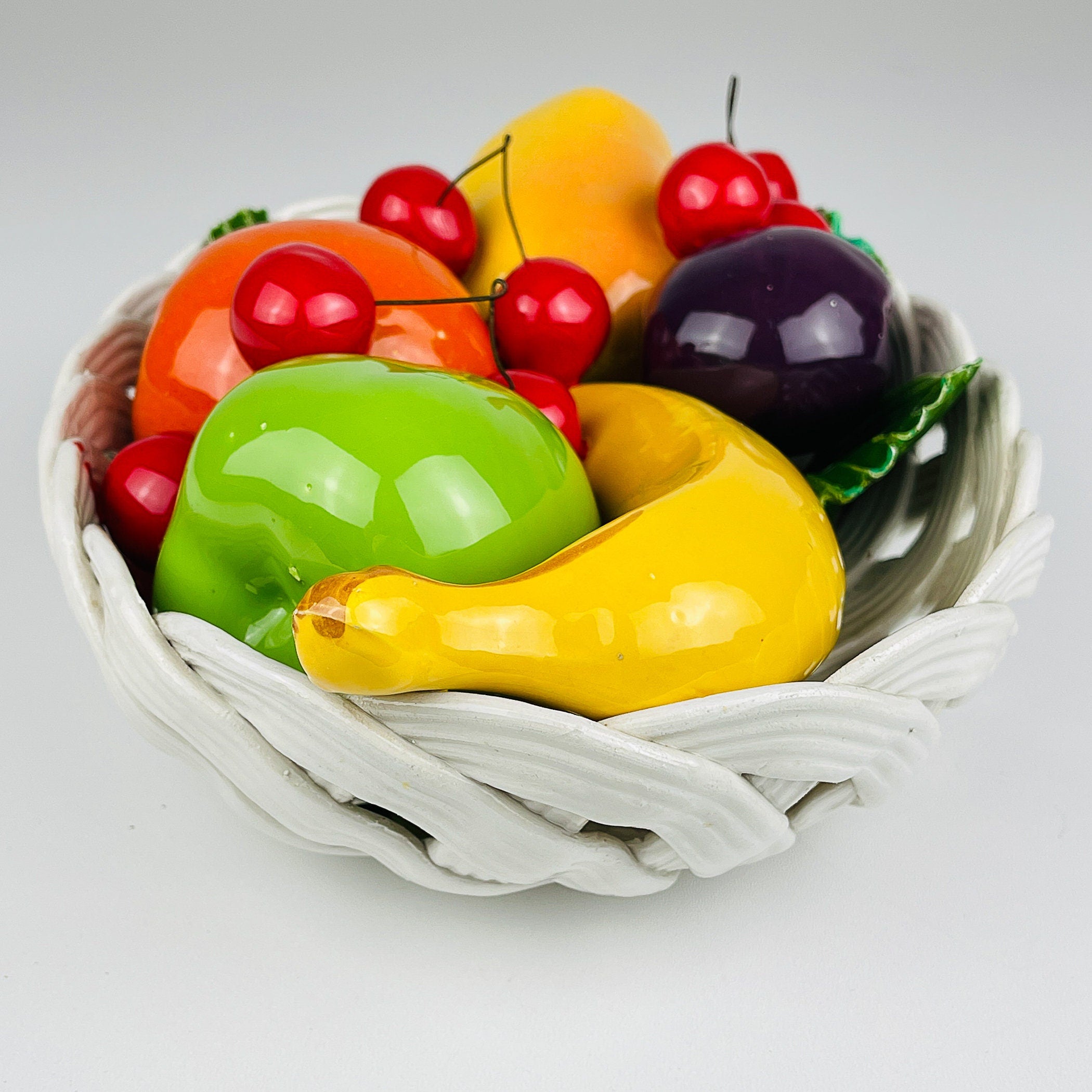 Vintage Italian Ceramic Fruit Basket, Mid 20th Century