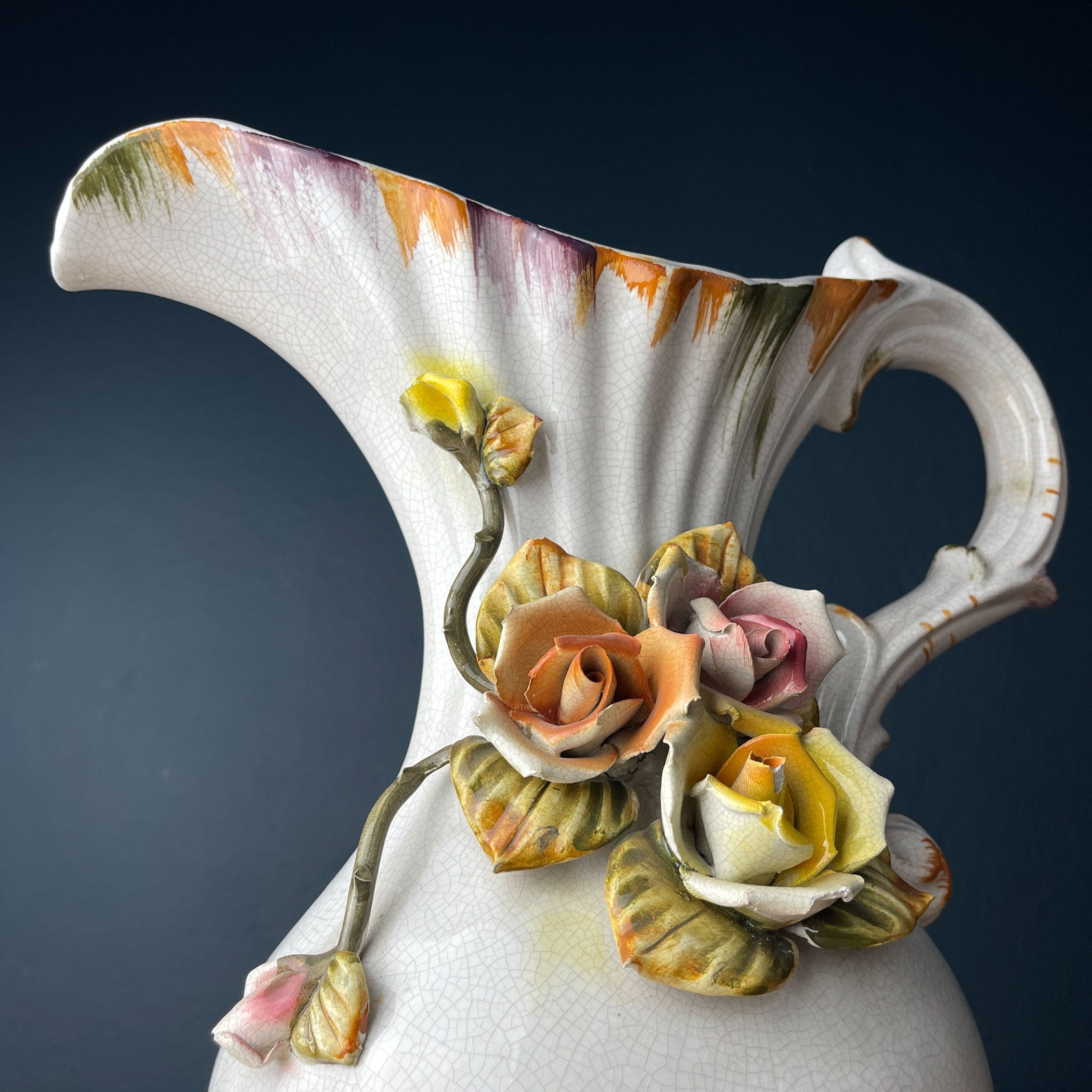 Vintage Italian Ceramic Pitcher by Bassano, Mid 20th Century Italian home decor