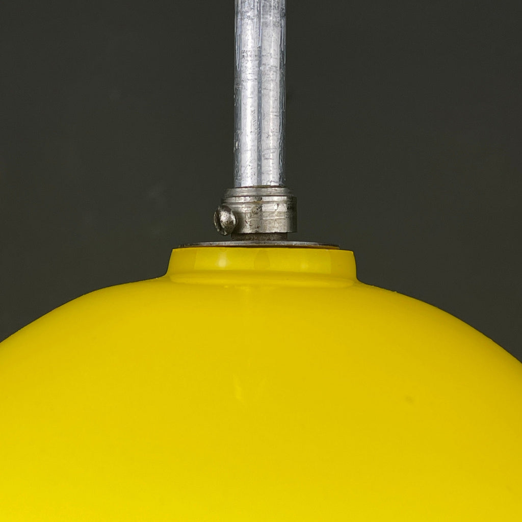 Mid-century yellow glass pendant lamp Yugoslavia 1970s Retro lighting Space age