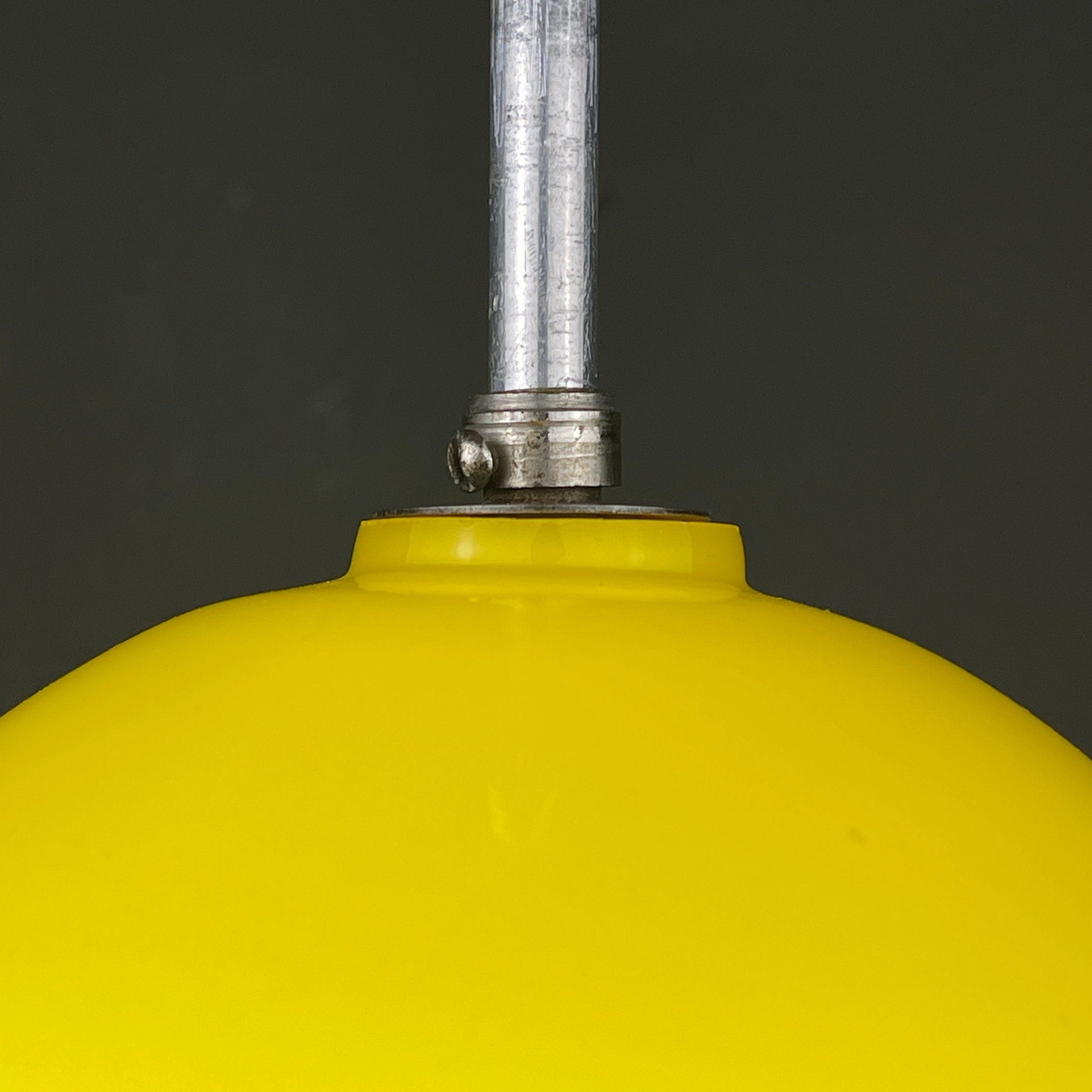Mid-century yellow glass pendant lamp Yugoslavia 1970s Retro lighting Space age