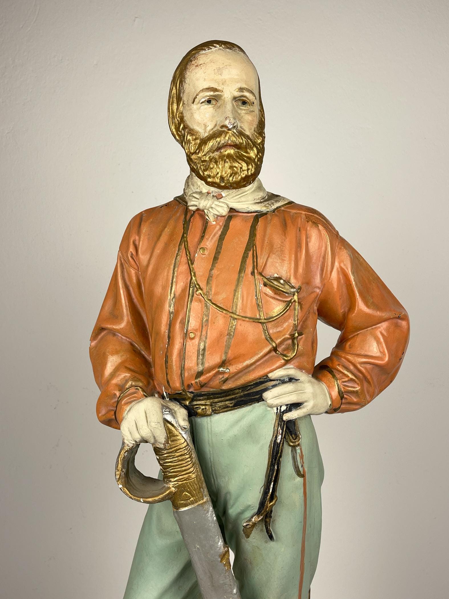 Large antique plaster sculpture Giuseppe Garibaldi, Italy, 1910-1920s