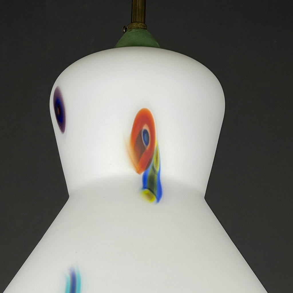 Mid-century multicolor opaline murano glass pendant lamp by Stilnovo Italy 1950s