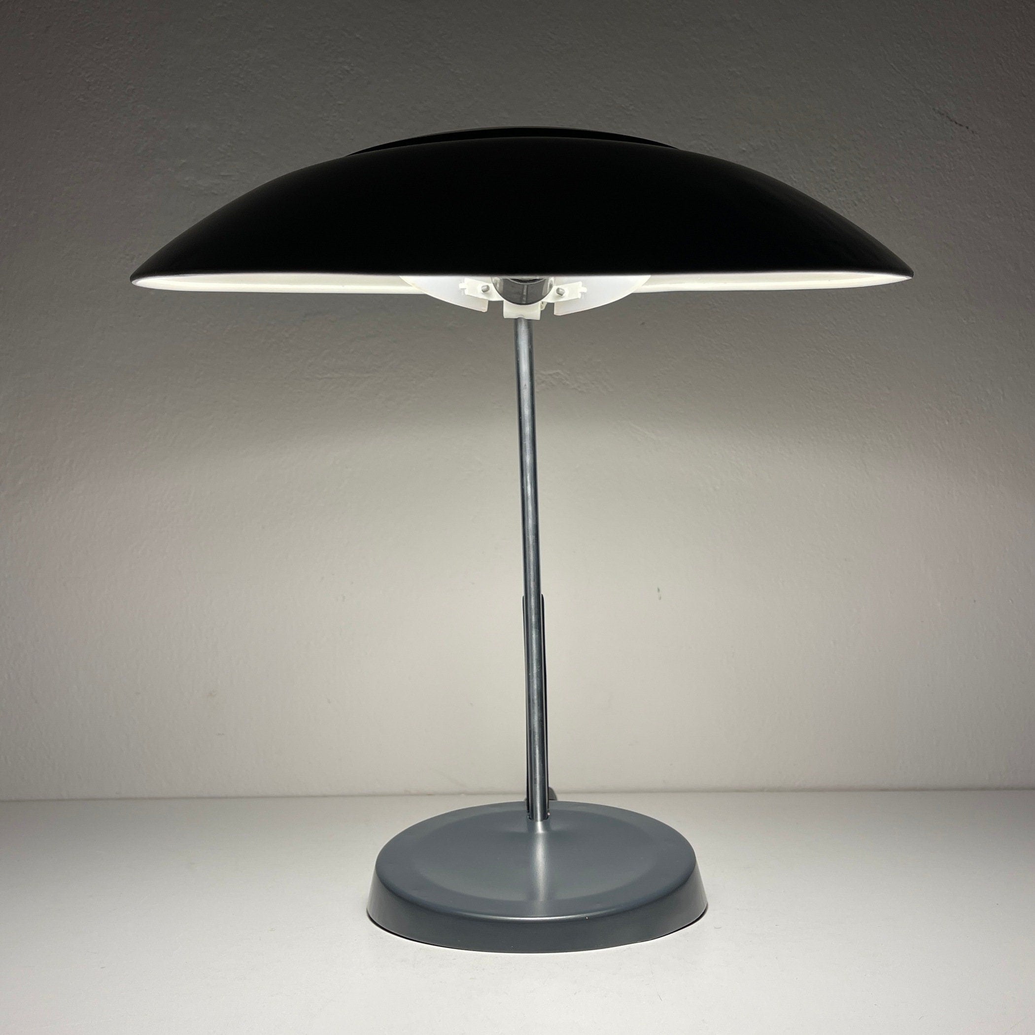 Mid-century grey desk lamp USSR 1972 Vintage gooseneck lamp