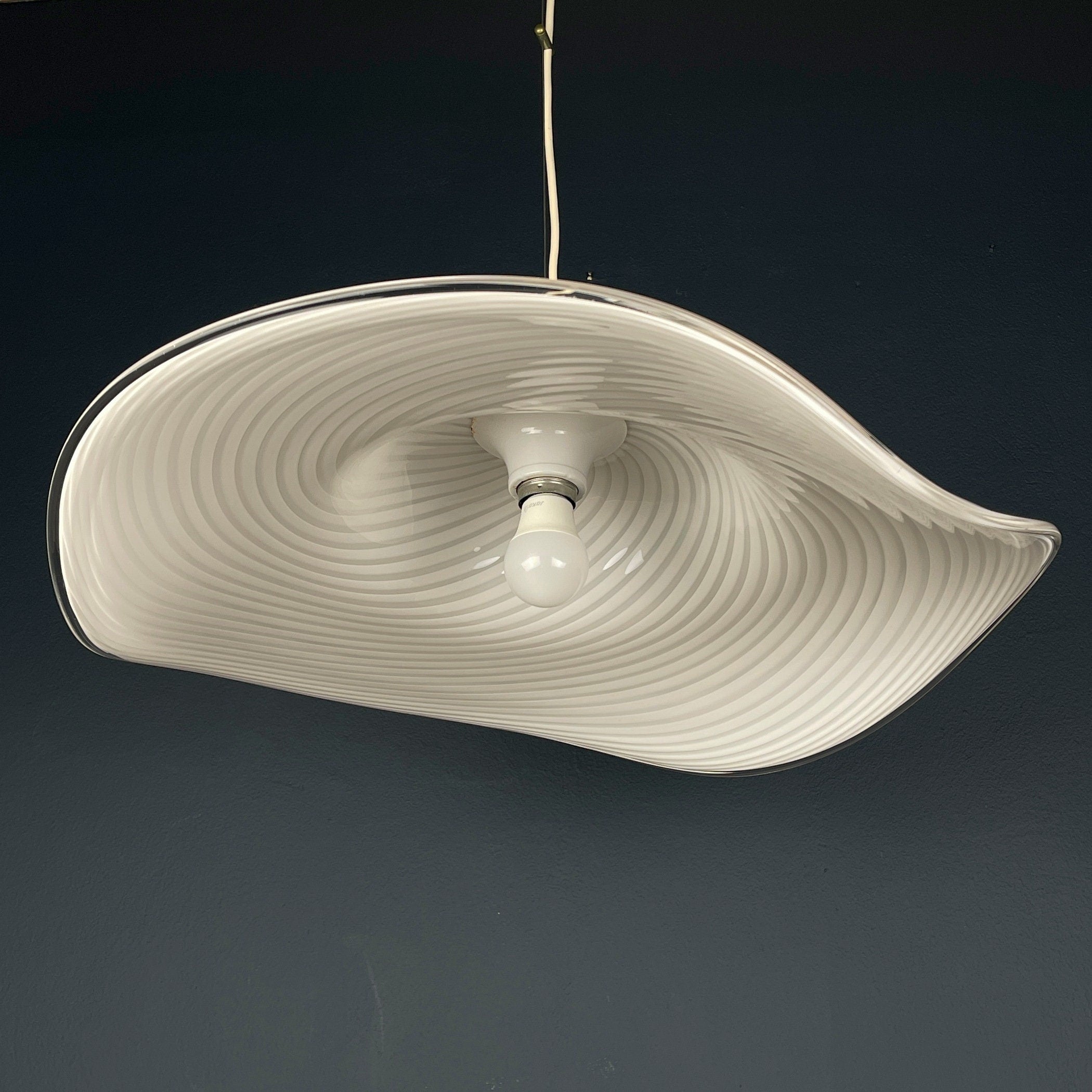 Vintage Swirl Murano Glass Chandelier - Italian Mid-Century Lighting