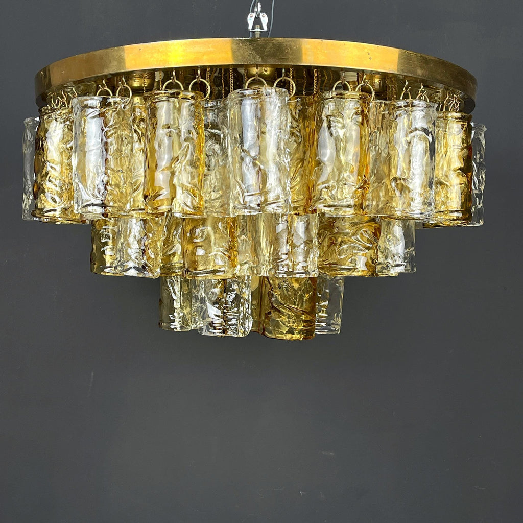 Murano chandelier by Mazzega Italy 1960s Mid-century modern italian lighting 36 murano glass plates