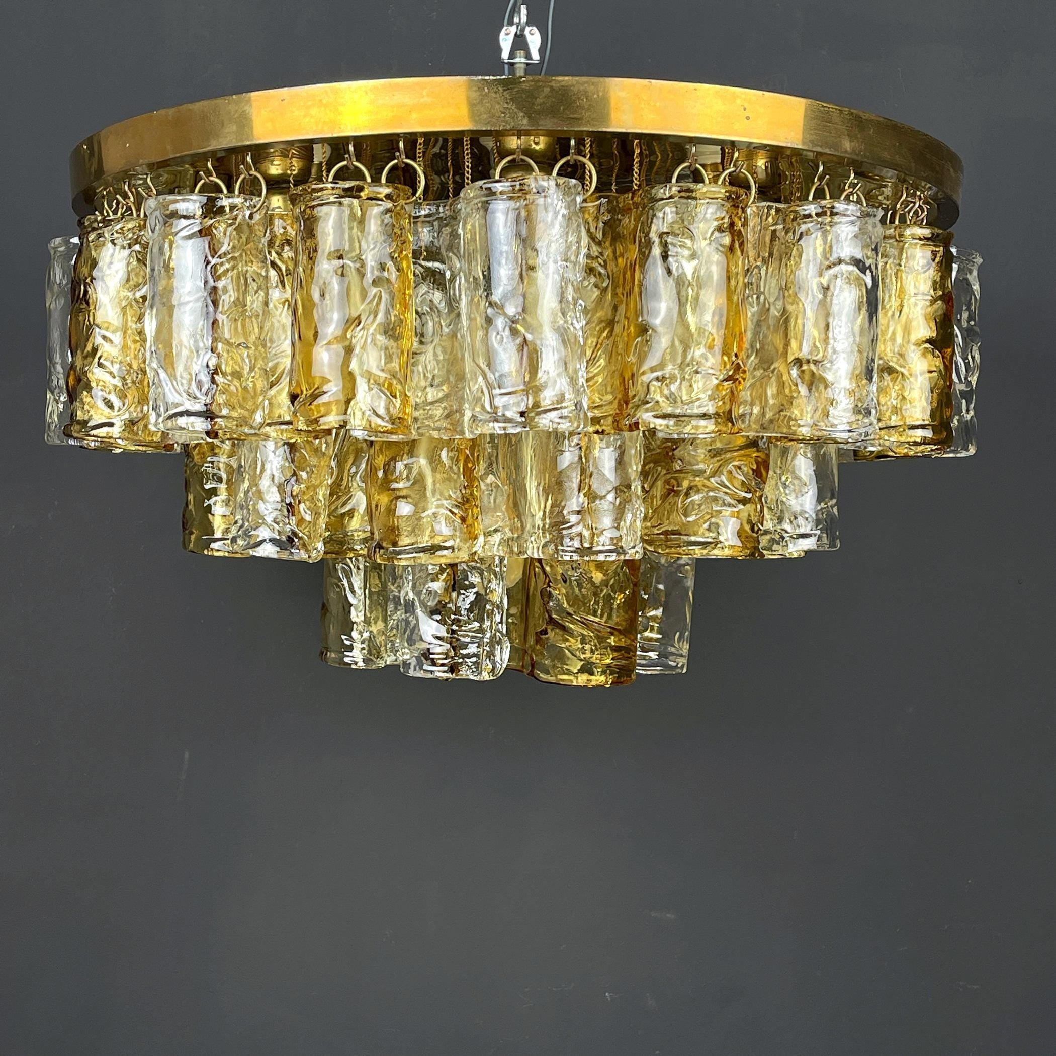 Murano chandelier by Mazzega Italy 1960s Mid-century modern italian lighting 36 murano glass plates