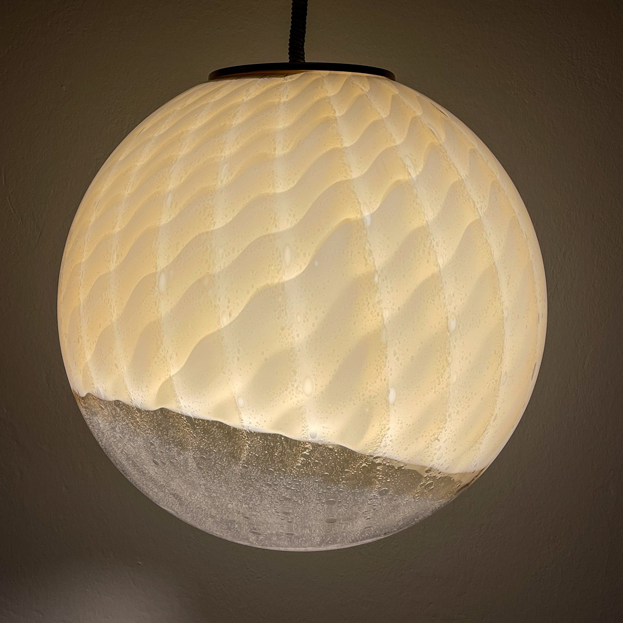 Vintage large murano ball pendant lamp by VeArt, Italy 1970s