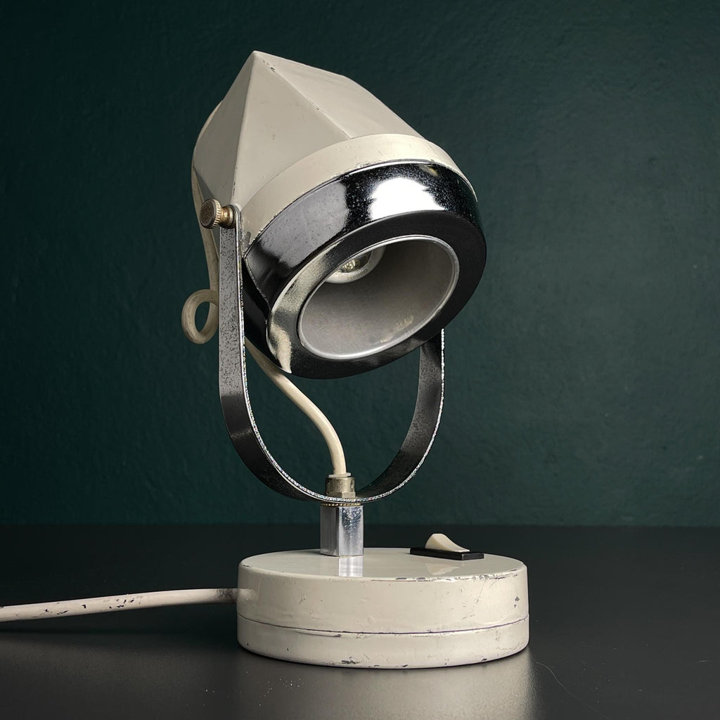 Mid-century white desk lamp, Italy 1960s, Retro lighting Space Age Atomic