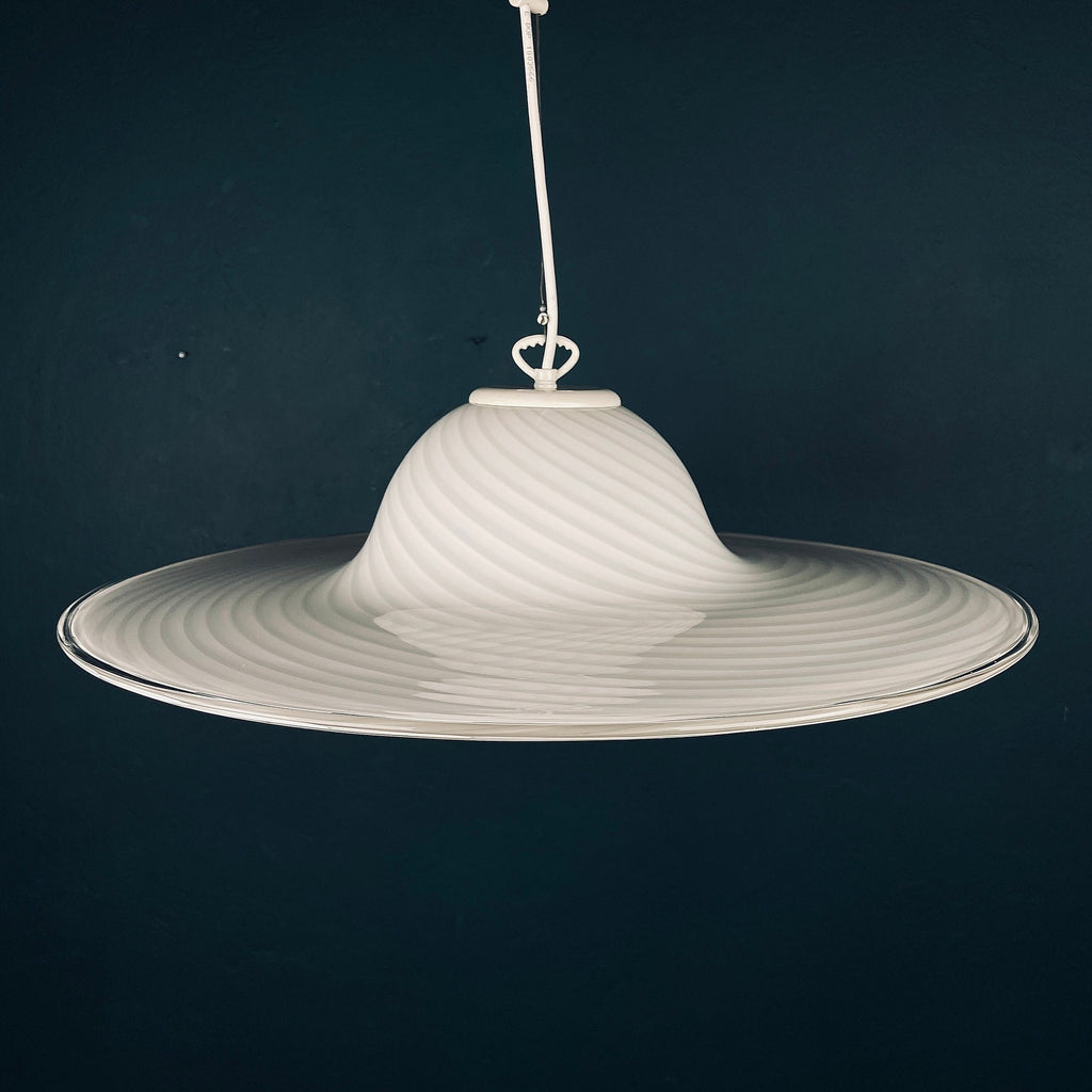 Vintage Swirl Murano Glass Pendant Lamp - Italian Mid-Century Lighting