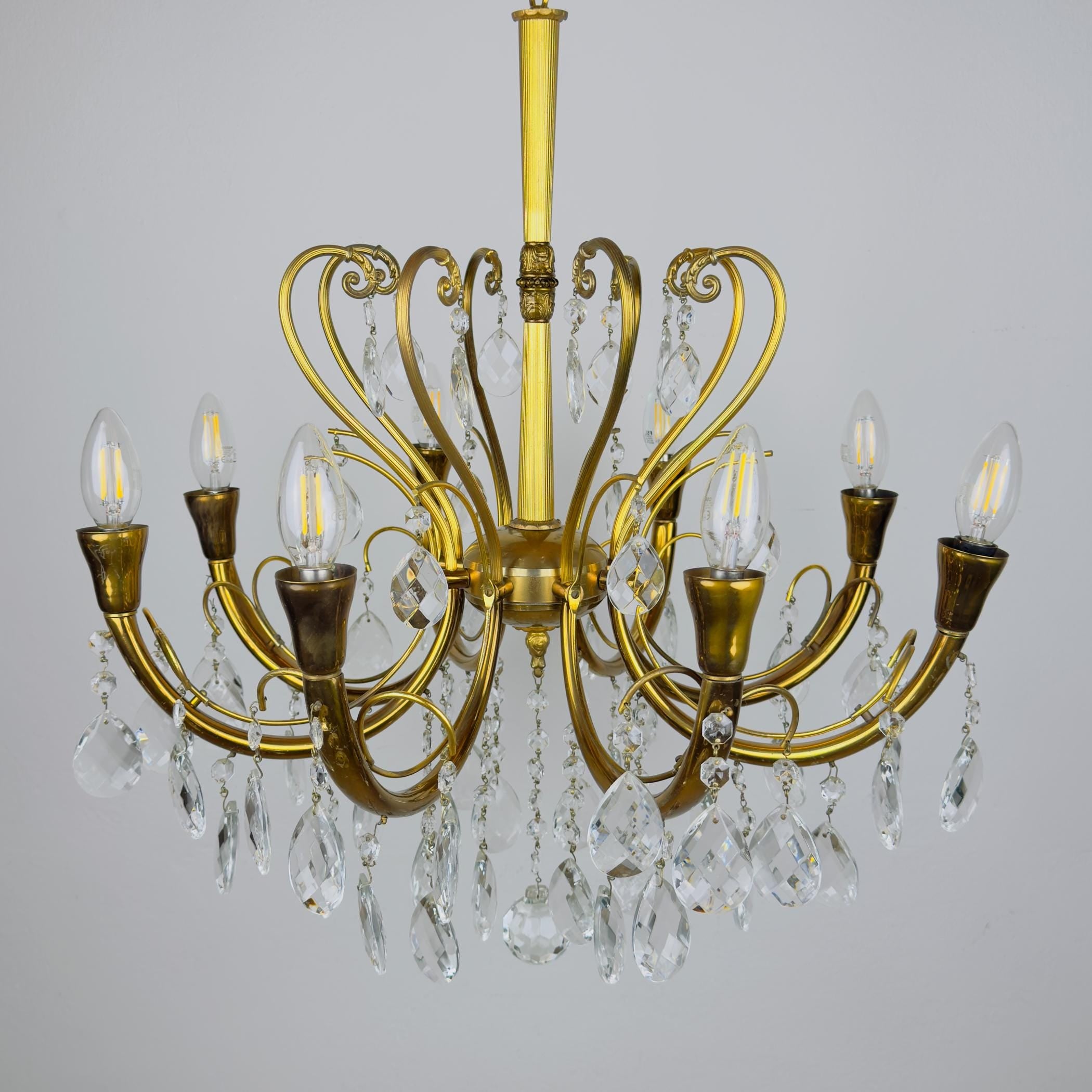 Vintage crystal chandelier, Italy 1950s