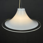 Murano glass white pendant lamp Italy 1970s Mid-century lighting XL ceiling lamp