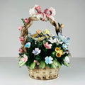 Vintage Capodimonte Ceramic Flower Basket by S. Rioleva, Italy 1960s
