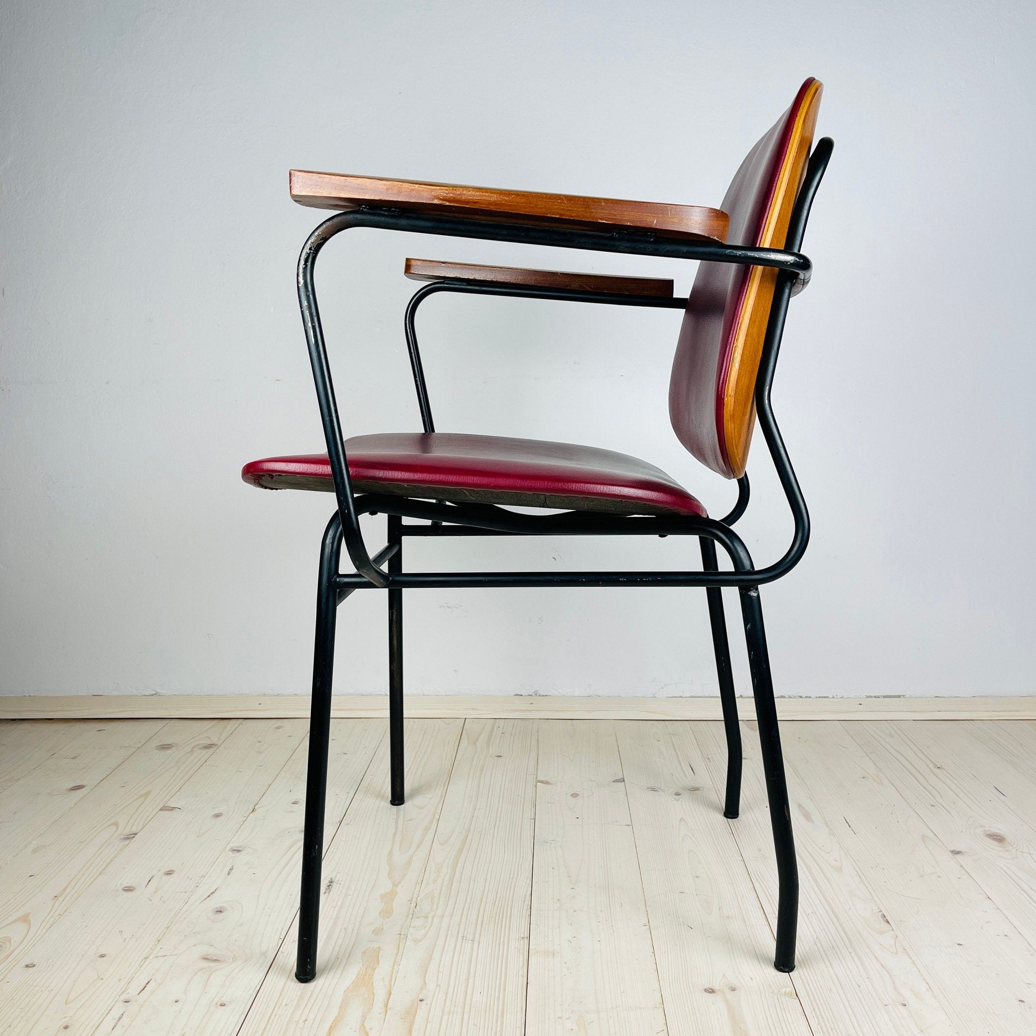 Mid-century red chair Italy 1960s Vintage italian furniture Home office chair
