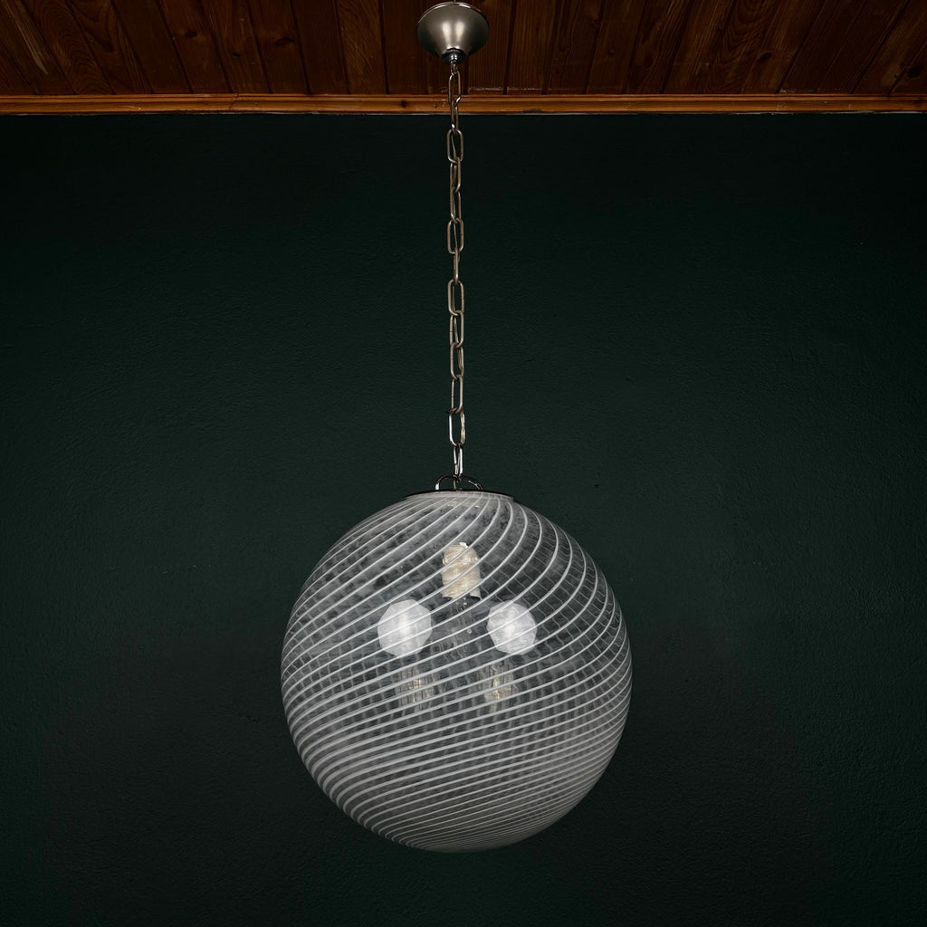 Vintage swirl murano pendant lamp, Italy 1970s