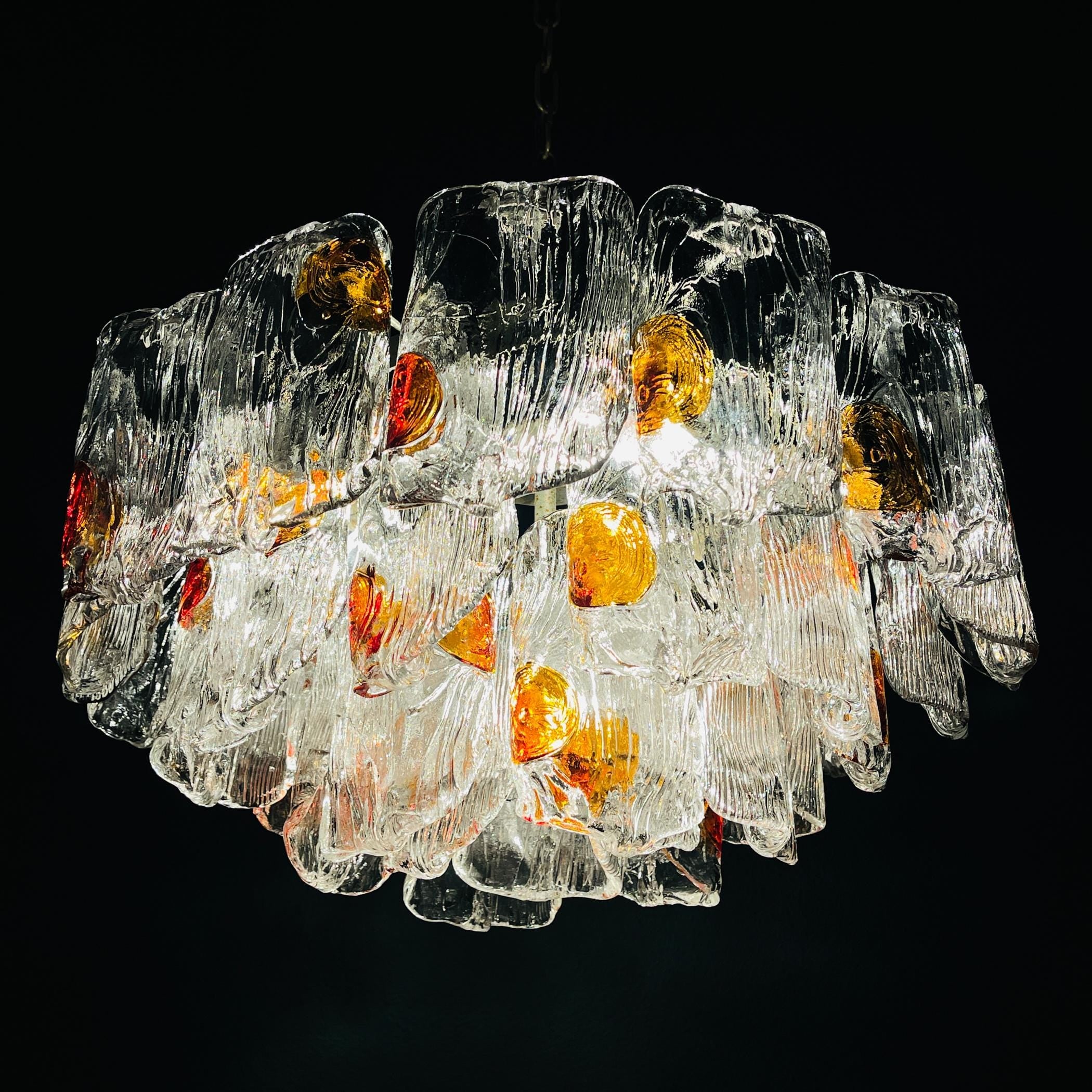 Murano glass chandelier by Mazzega, Italy, 1960s, Vintage home decor